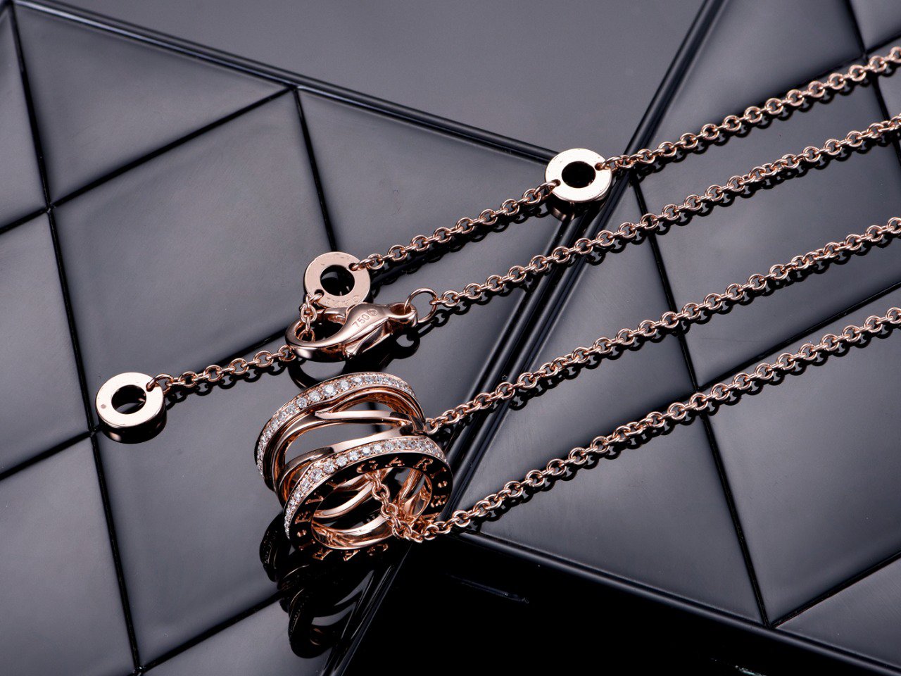[Vicky]ZERO 1 PINK GOLD DIAMOND OPEN NECKLACE
