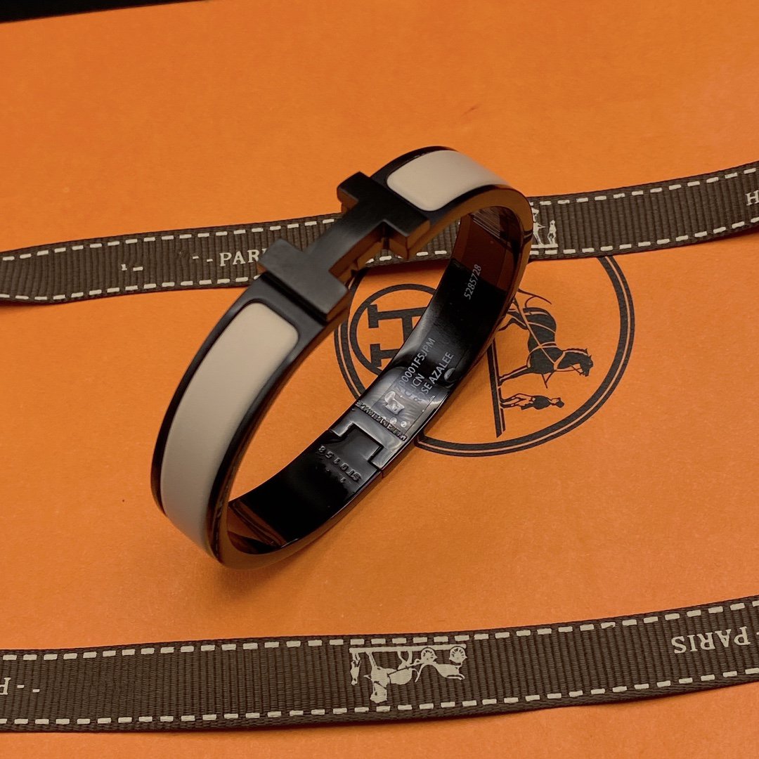 [Vicky]H BRACELET 12MM BLACK BEIGE CERAMIC