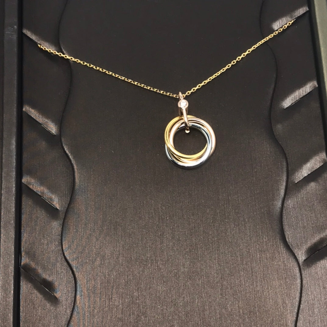 [Vicky]TRINITY SILVER GOLD PINK GOLD NECKLACE