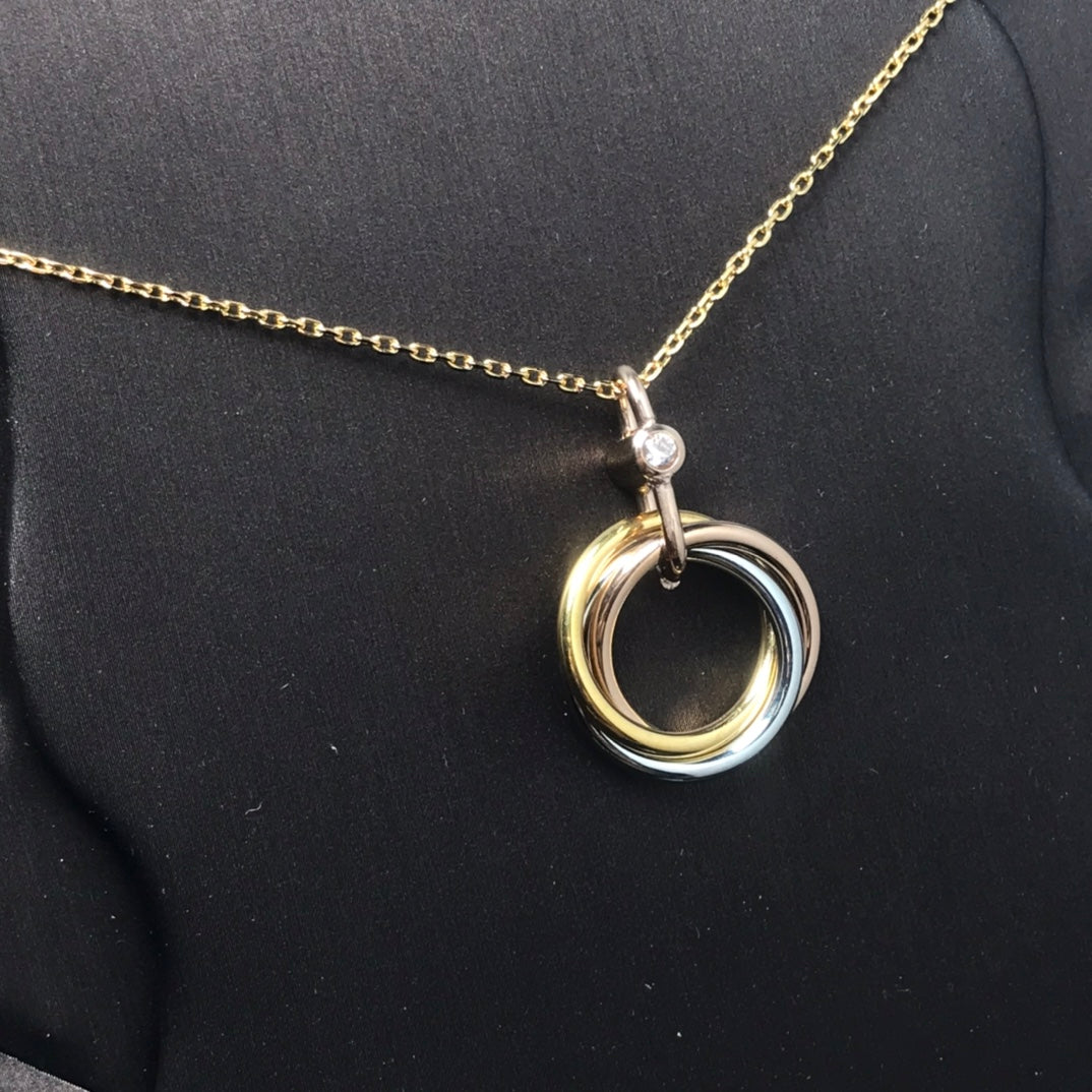 [Vicky]TRINITY SILVER GOLD PINK GOLD NECKLACE