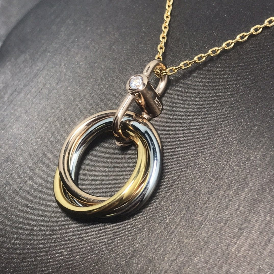 [Vicky]TRINITY SILVER GOLD PINK GOLD NECKLACE