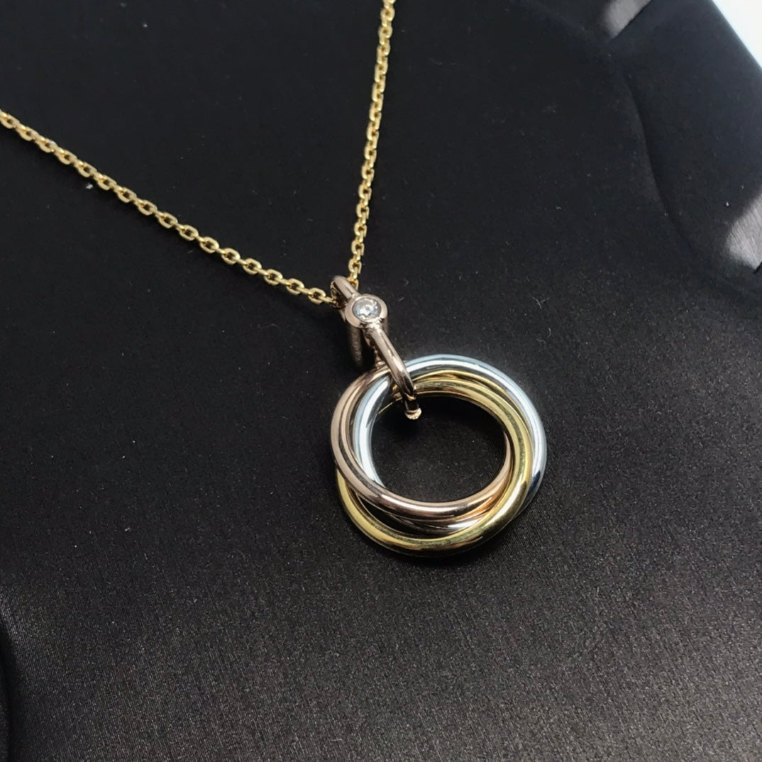 [Vicky]TRINITY SILVER GOLD PINK GOLD NECKLACE