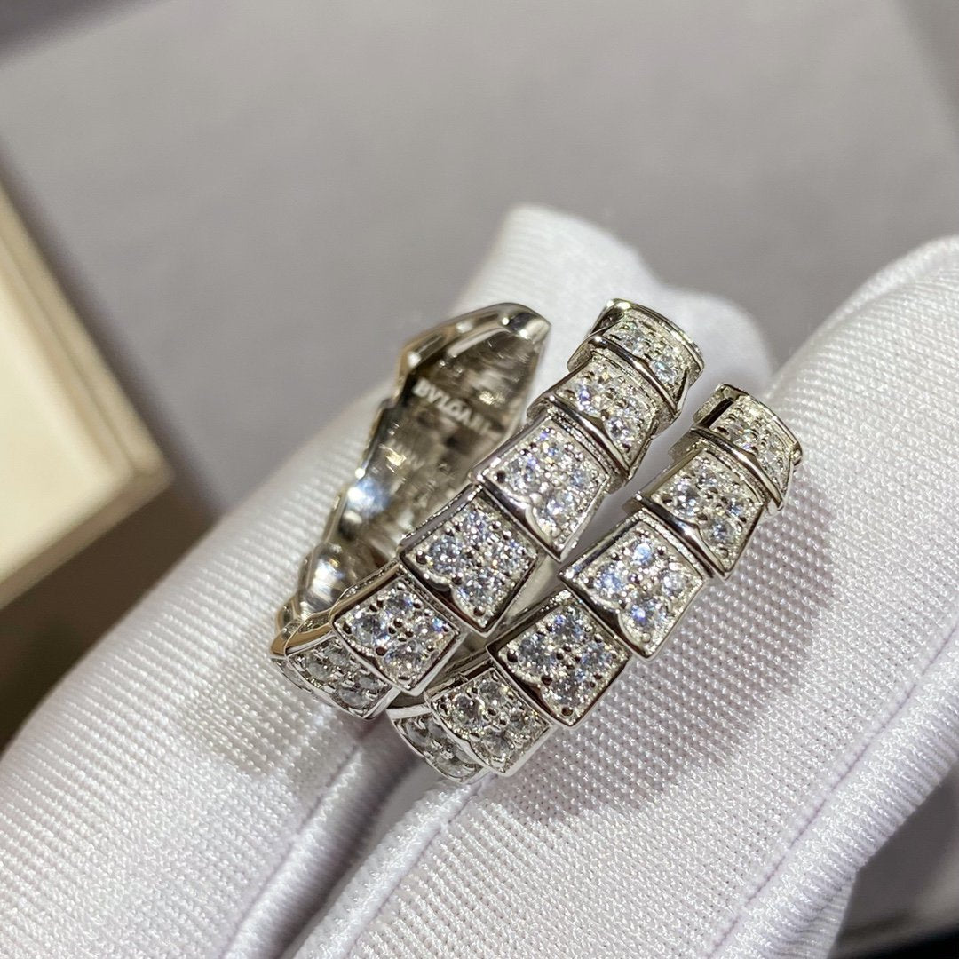 [Vicky]SERPENTI DOUBLE RING SILVER DIAMOND PAVED