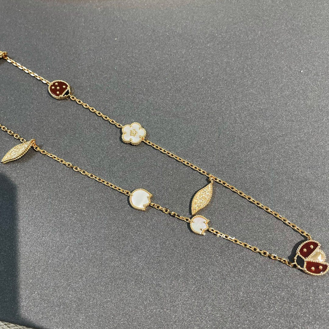 [Vicky]LUCKY SPRING 15 MOTIFS GOLD NECKLACE