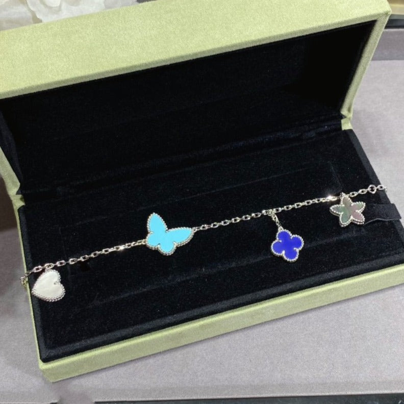 [Vicky]LUCKY SPRING SILVER BRACELET 4 MOTIF