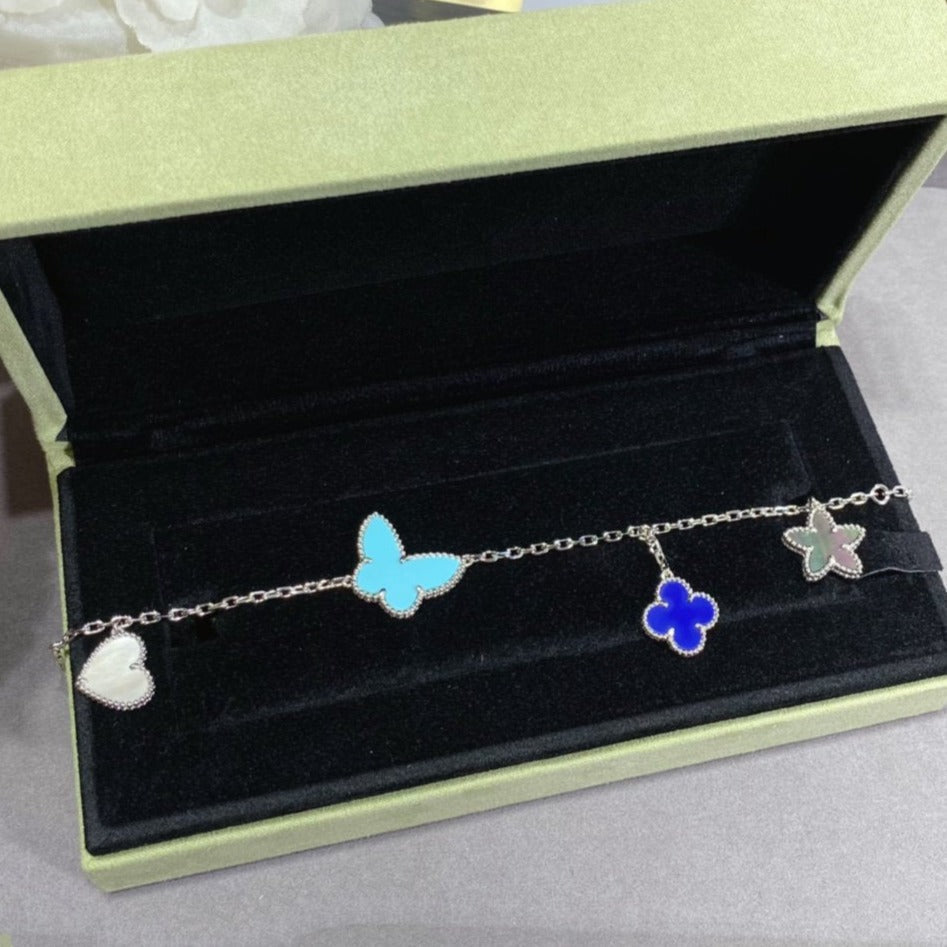 [Vicky]LUCKY SPRING SILVER BRACELET 4 MOTIF