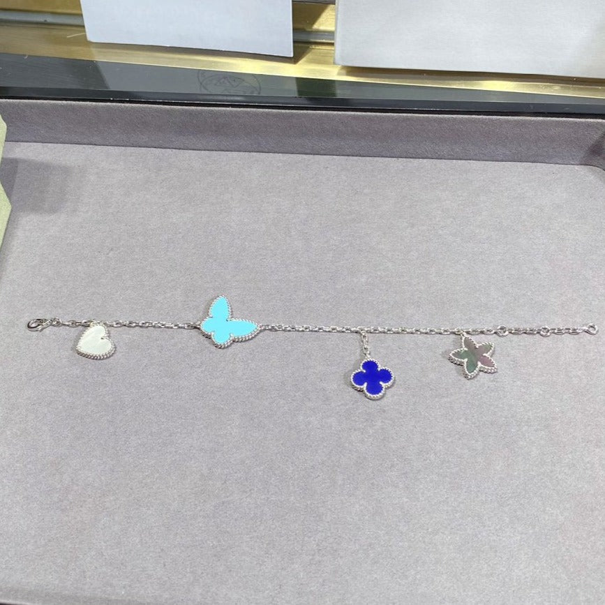 [Vicky]LUCKY SPRING SILVER BRACELET 4 MOTIF
