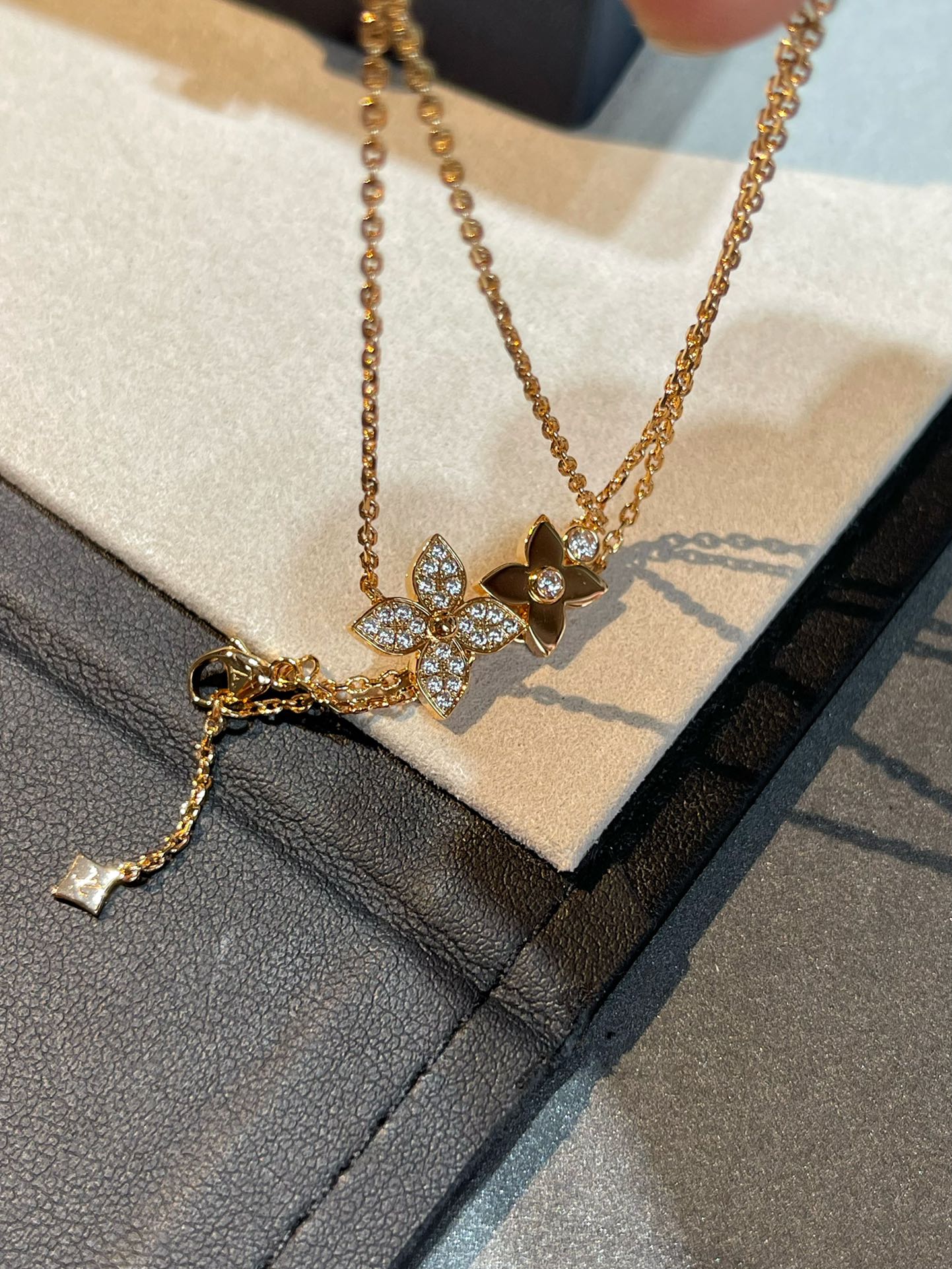 [Vicky]STAR BLOSSOM NECKLACE PINK GOLD DIAMONDS