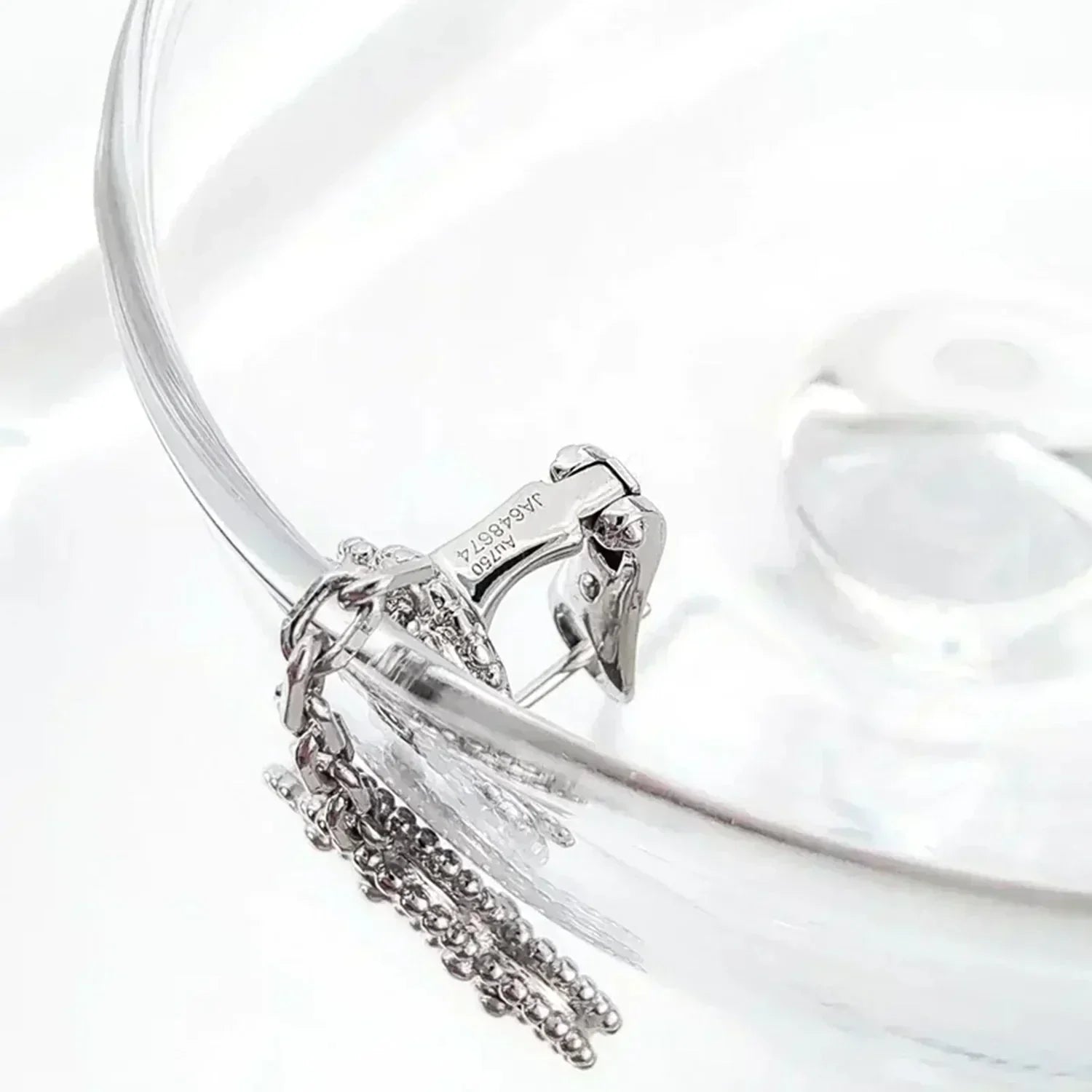 [Vicky]CLOVER 2 MOTIFS  DIAMOND ONYX EARRINGS SILVER