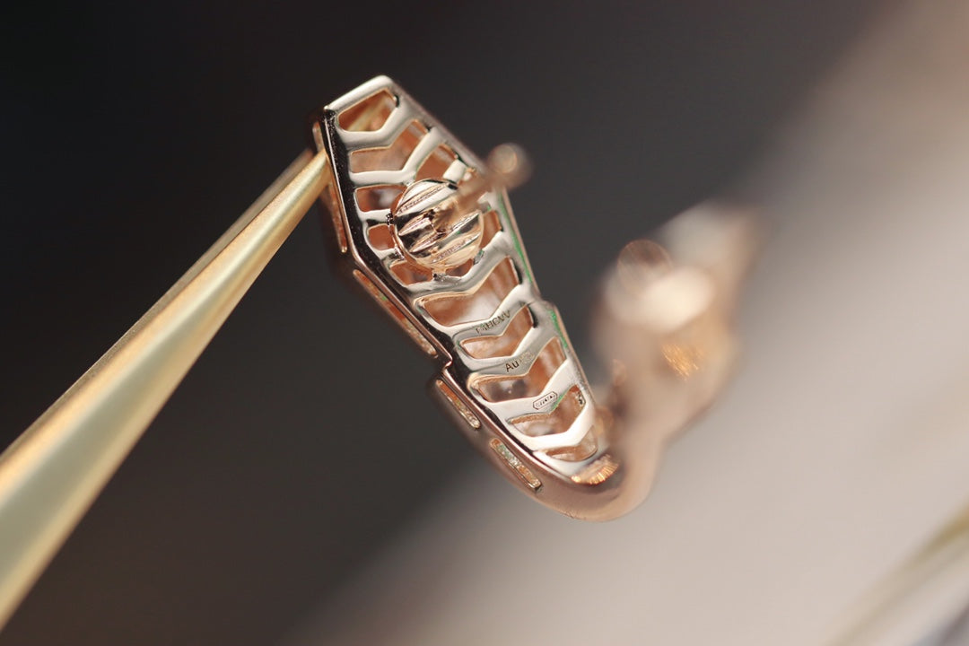 [Vicky]SERPENT PINK GOLD DIAMOND EARRINGS