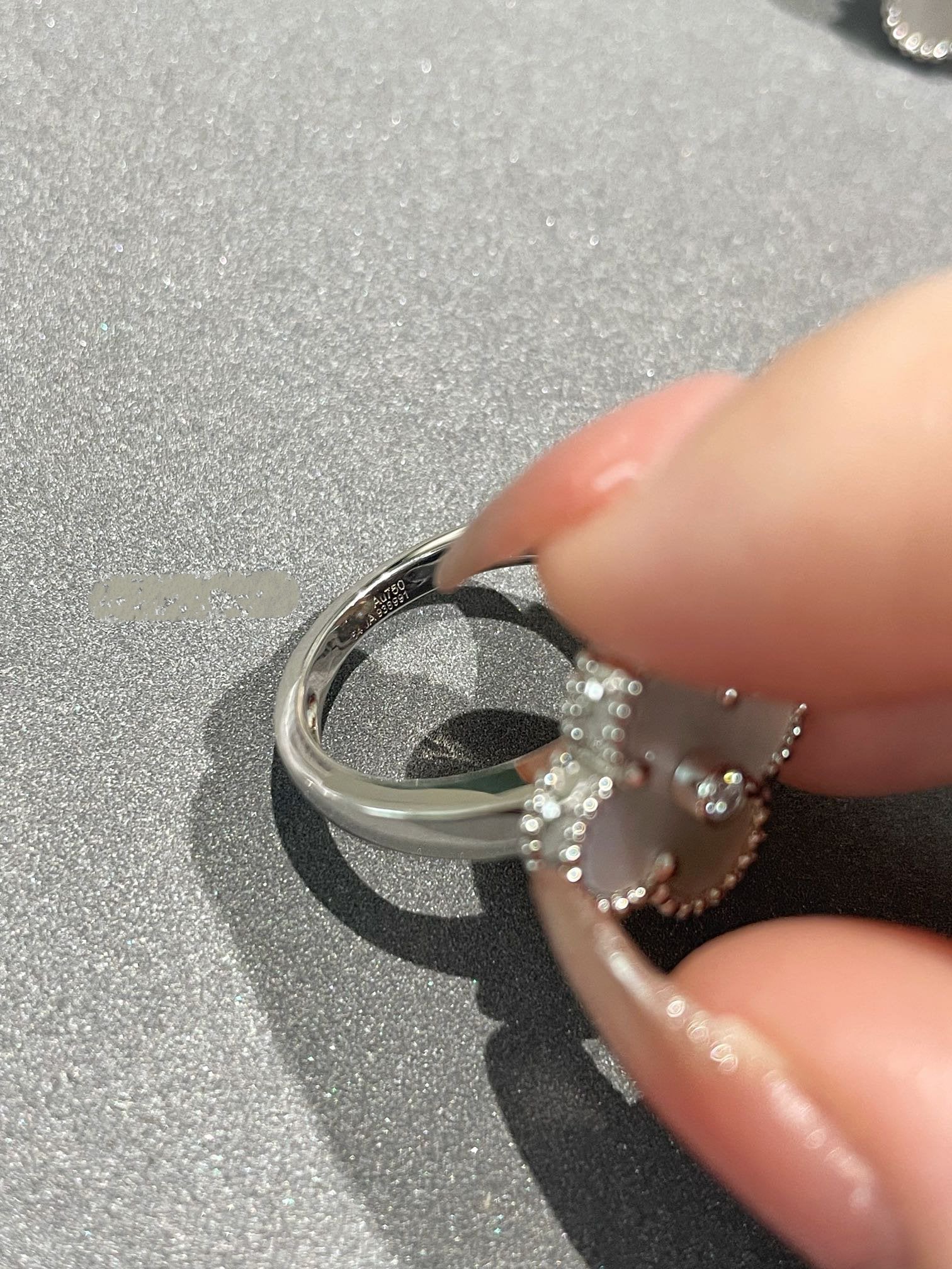[Vicky]CLOVER SILVER MOP DIAMOND RING