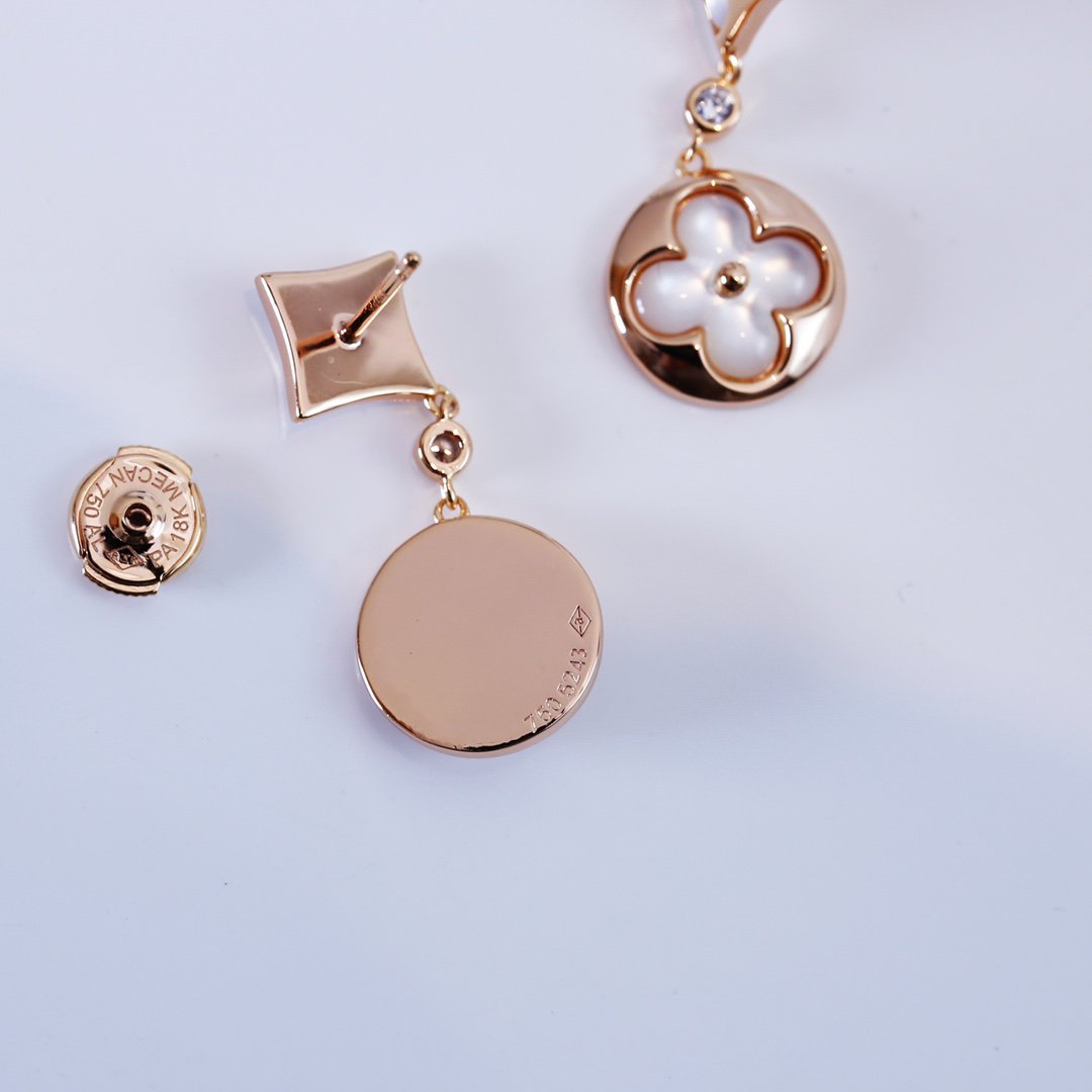 [Vicky]STAR AND SUN PINK GOLD MOP DROP EARRINGS