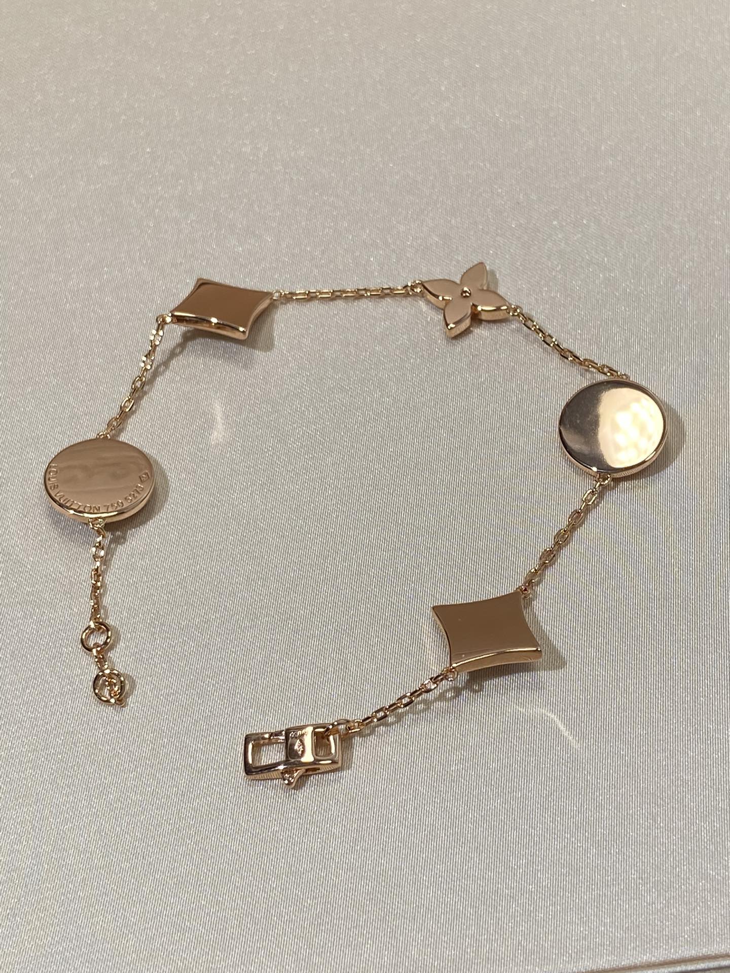 [Vicky]STAR AND SUN 5 MOTIF MOP PINK GOLD BRACELET