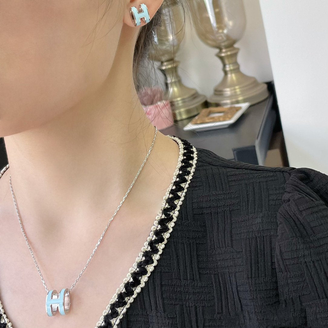 [Vicky]POP H SKY BLUE NECKLACE