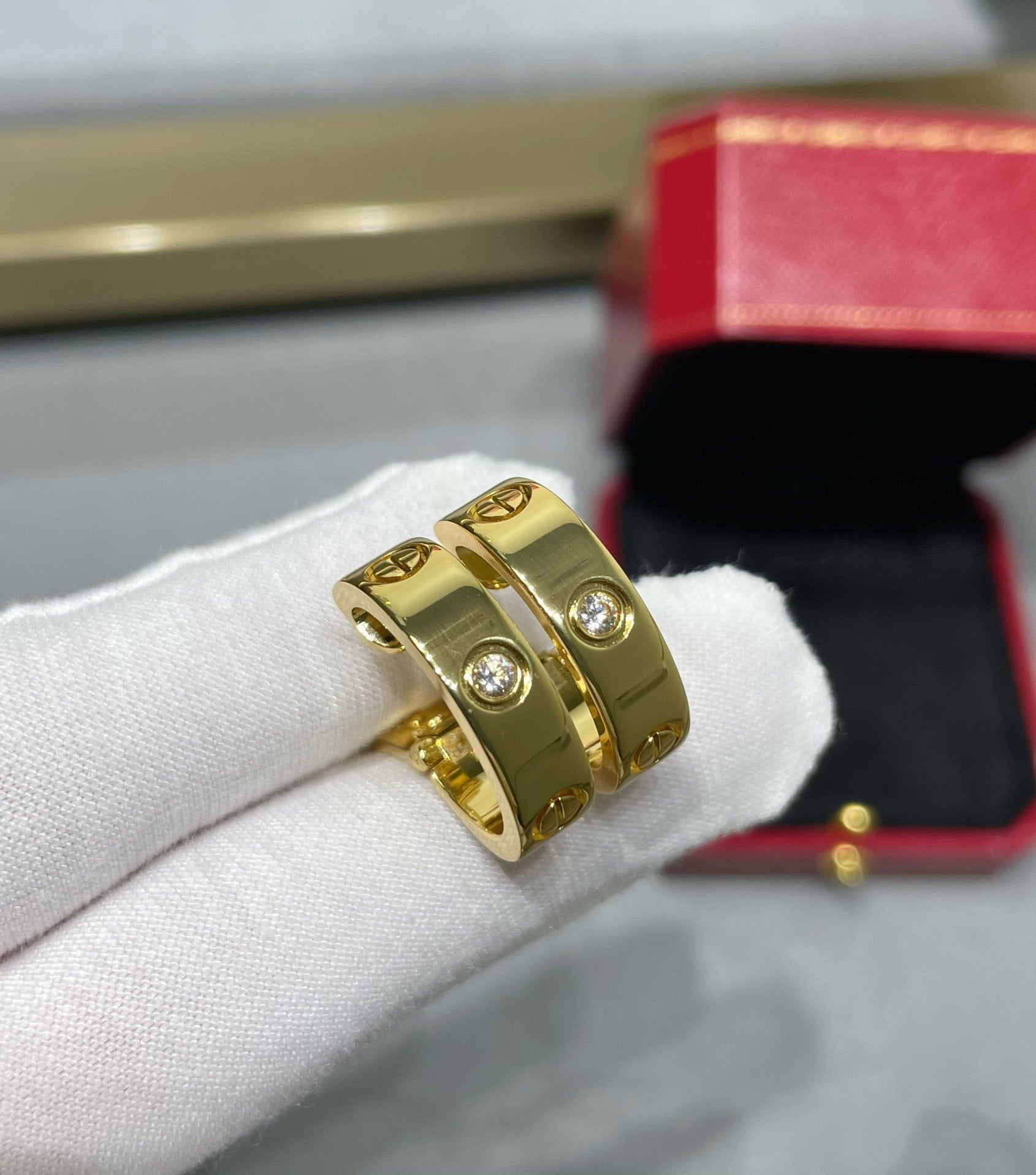 [Vicky]LOVE 5.5MM 1 DIAMOND EARRINGS