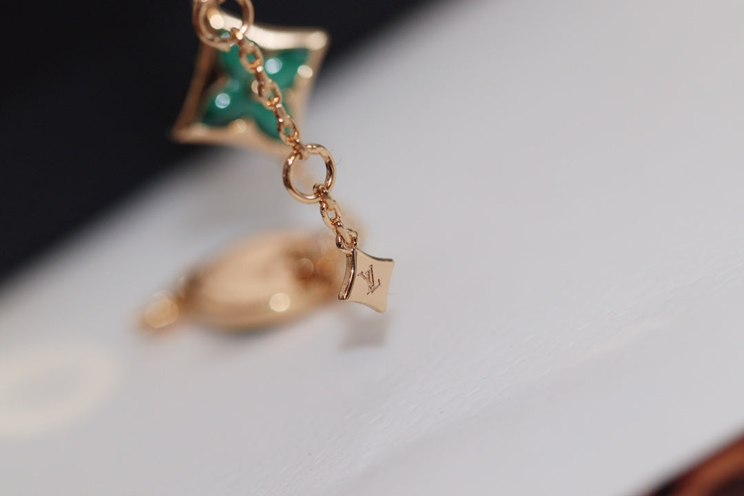 [Vicky]STAR AND SUN 4 MOTIF PINK GOLD MALACHITE BRACELET