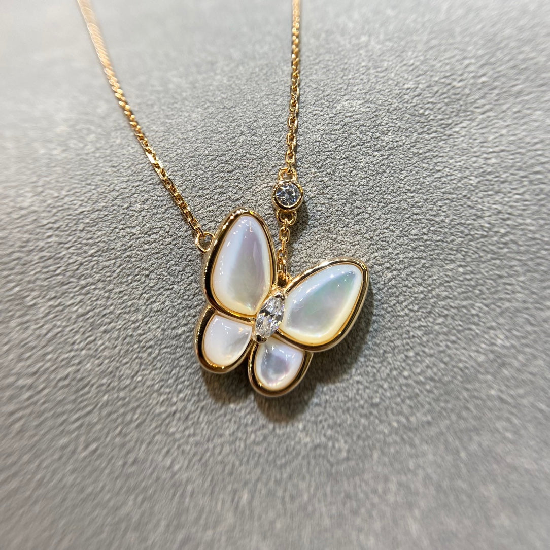 [Vicky]BUTTERFLY MOP DIAMOND NECKLACE