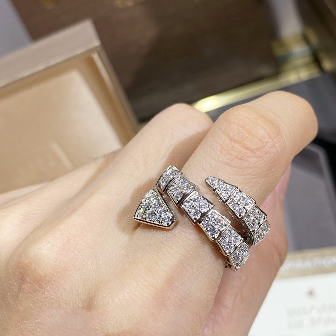 [Vicky]SERPENTI DOUBLE RING SILVER DIAMOND PAVED