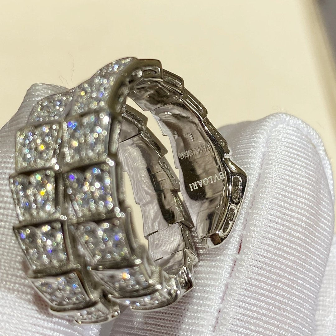 [Vicky]SERPENTI DOUBLE RING SILVER DIAMOND PAVED