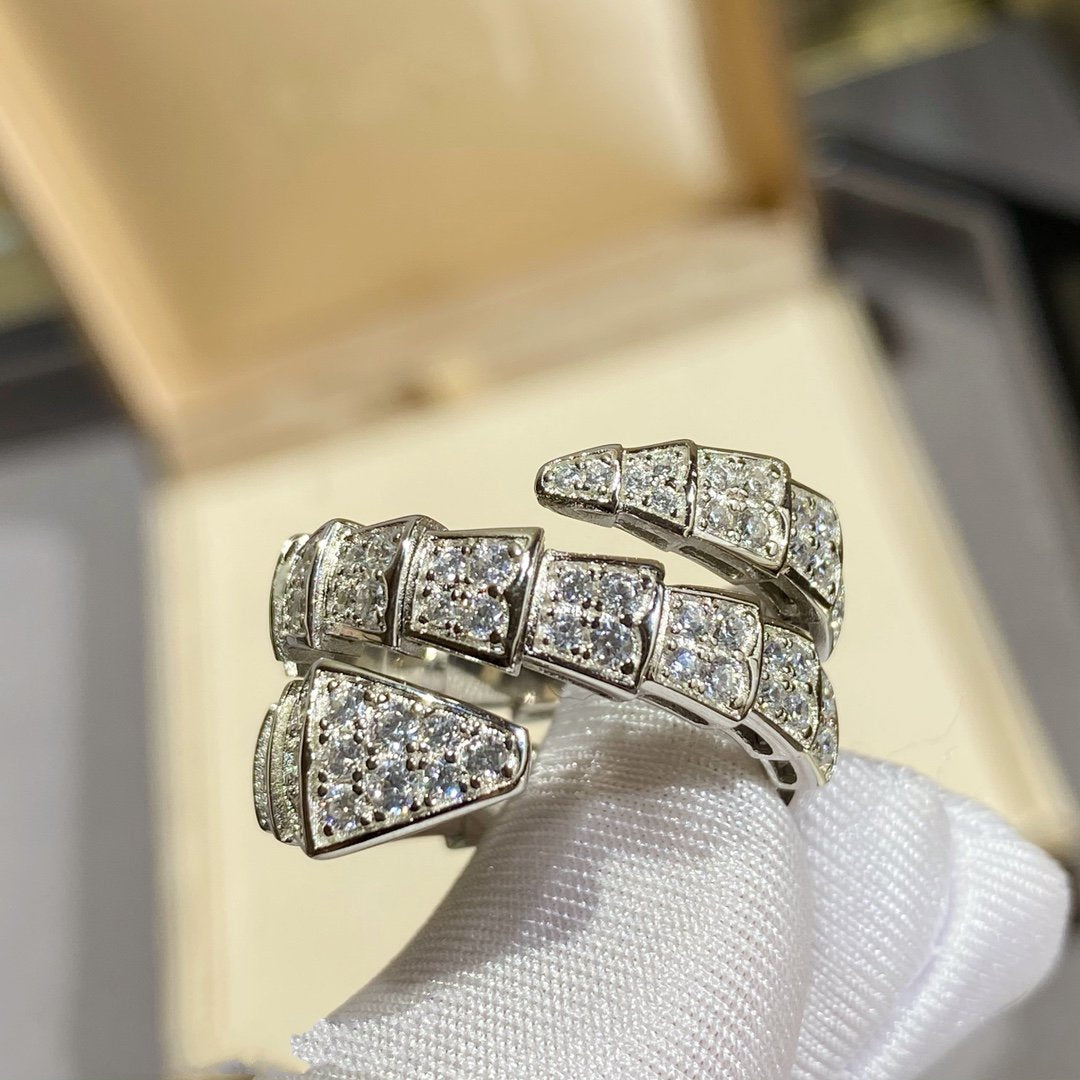 [Vicky]SERPENTI DOUBLE RING SILVER DIAMOND PAVED
