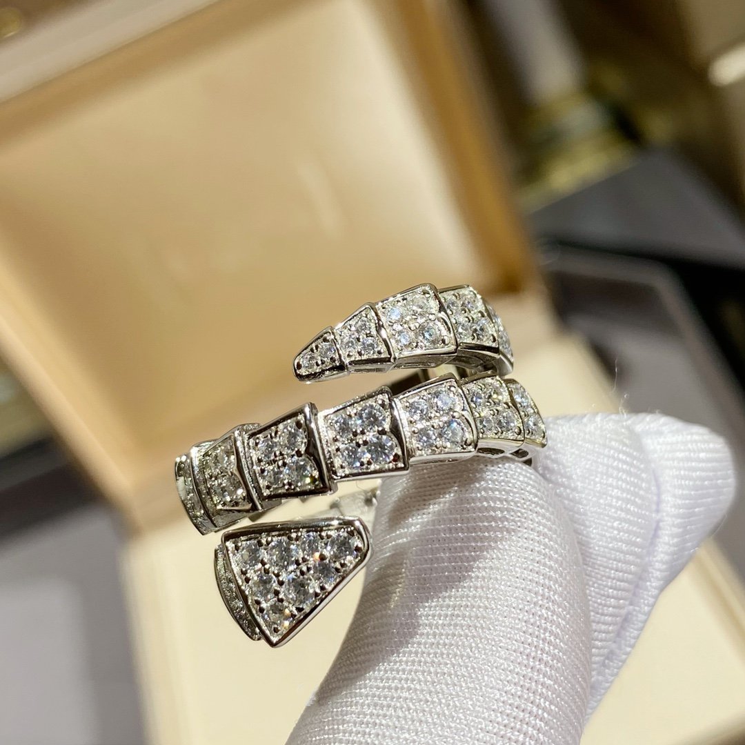 [Vicky]SERPENTI DOUBLE RING SILVER DIAMOND PAVED