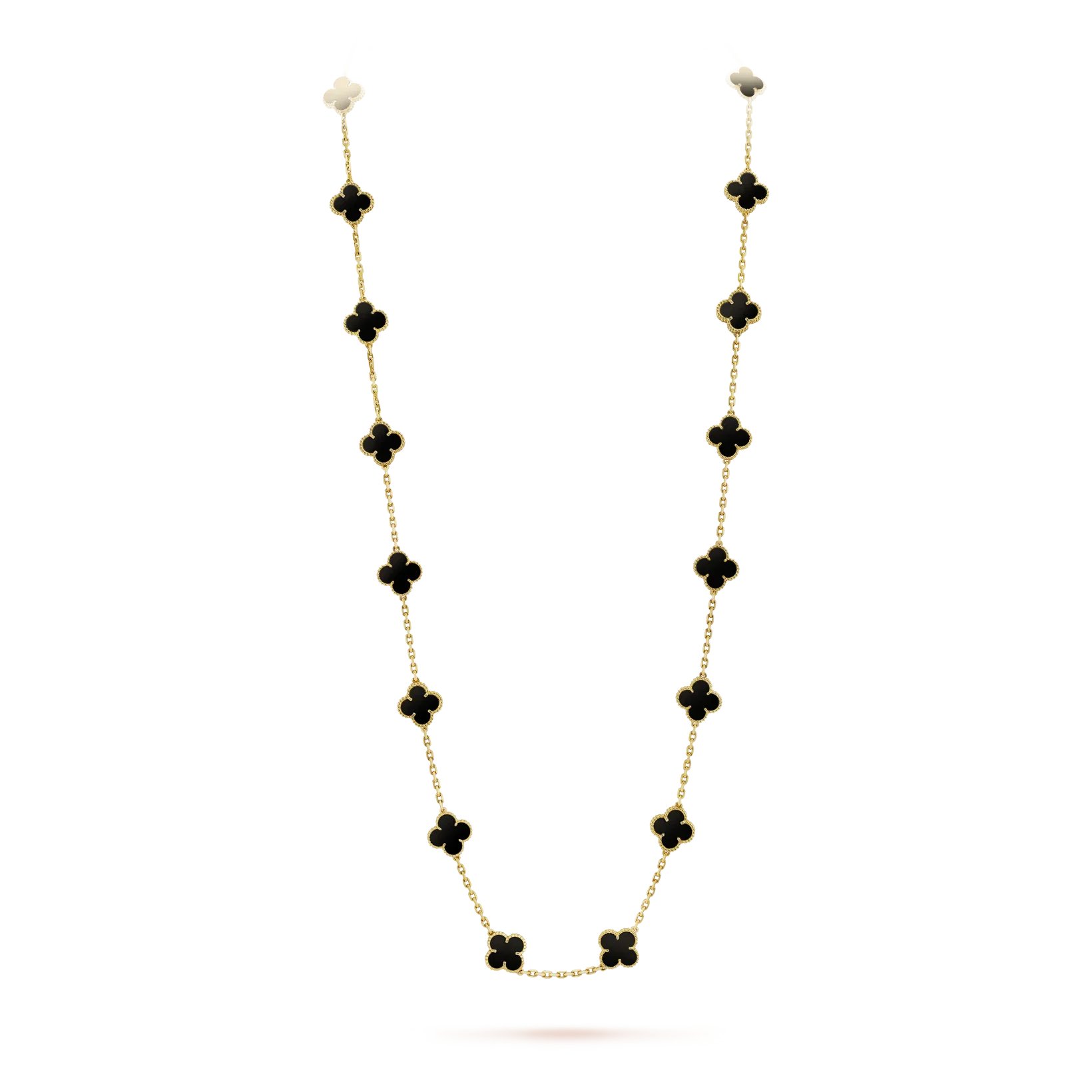 [Vicky]CLOVER 20 MOTIFS ONYX NECKLACE