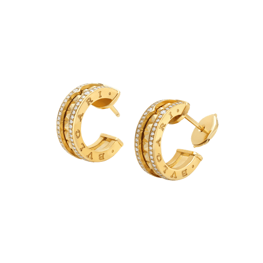 [Vicky]ZERO 1 ROCK GOLD EARRINGS WITH STUDDED SPIRAL AND PAVED DIAMONDS
