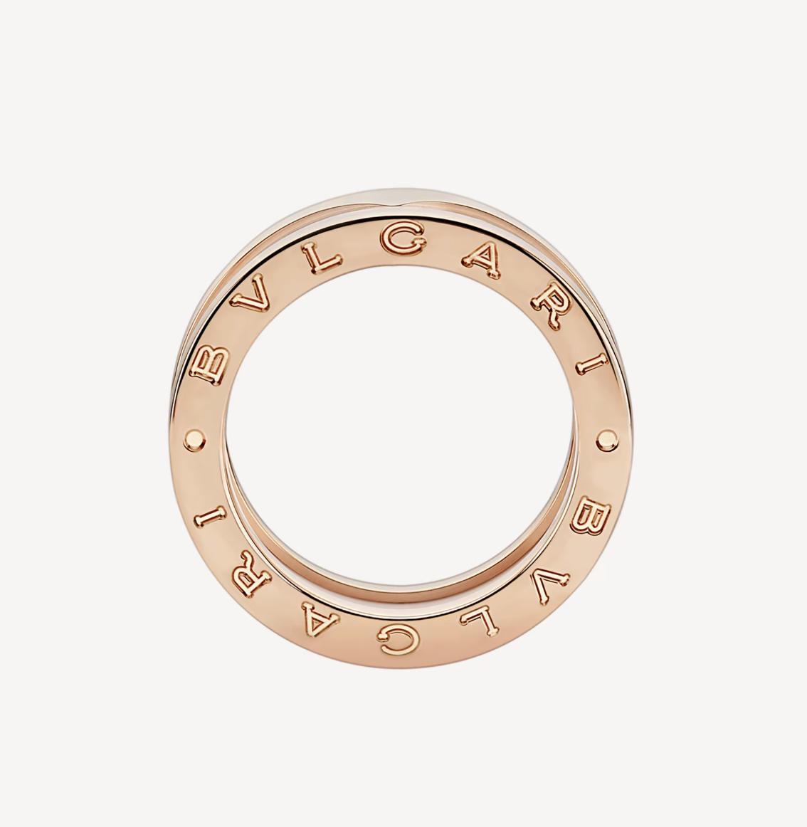 [Vicky]ZERO 1 TWO-BAND LOOPS AND WHITE CERAMIC SPIRAL PINK GOLD RING