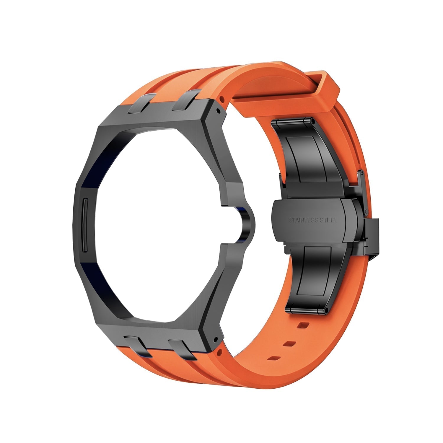 Oak Pop Black Steel  Silicone Strap