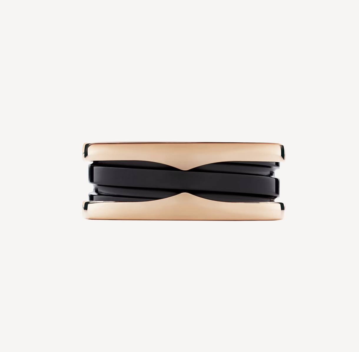 [Vicky]ZERO 1 TWO-BAND LOOPS AND BLACK CERAMIC PINK GOLD RING