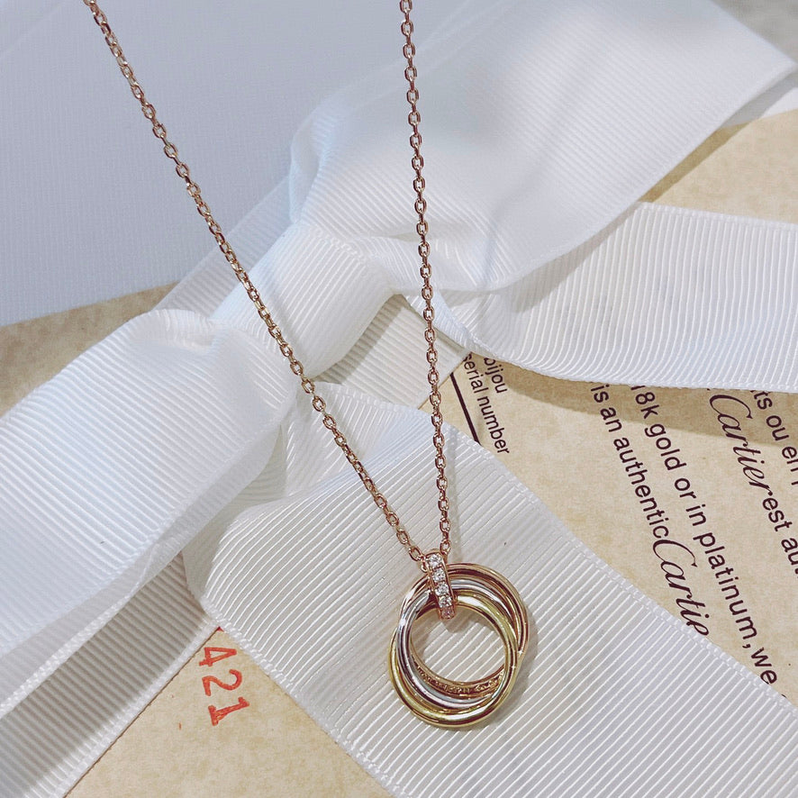 [Vicky]TRINITY NECKLACE GOLD  DIAMONDS