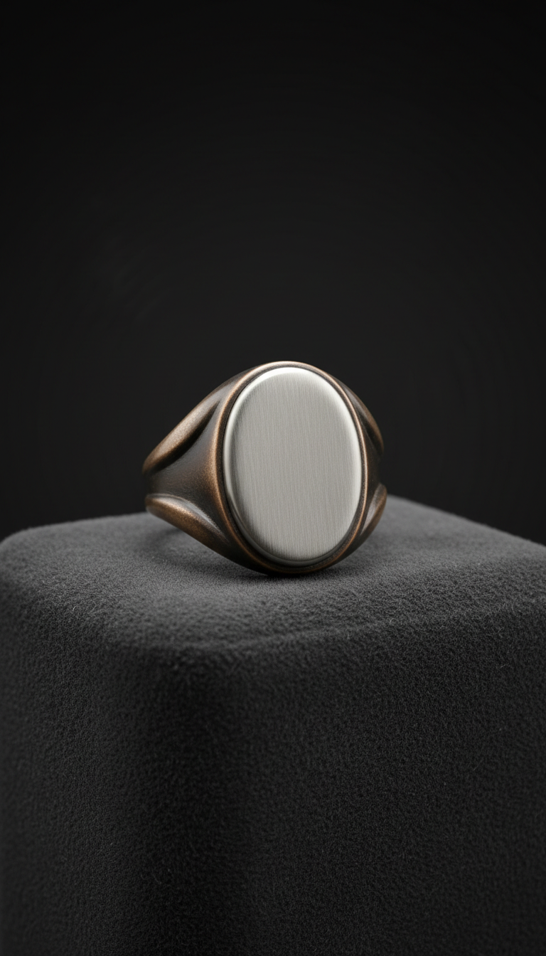 Retro Signet Ring with Sculpted Face