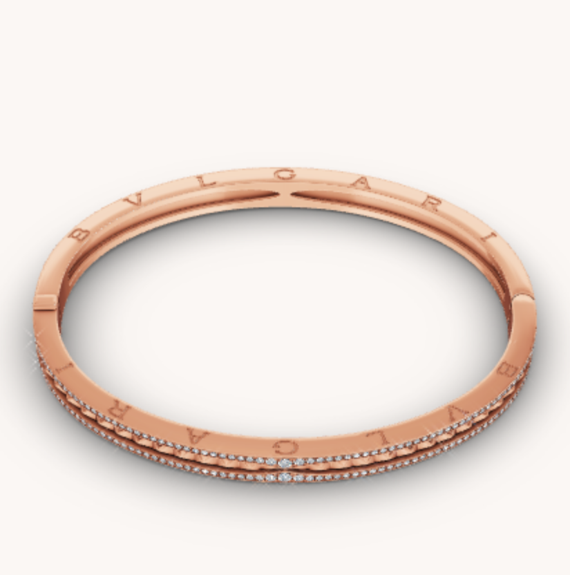 [Vicky]ZERO 1 SPIRAL AND PAVED DIAMOND PINK GOLD BRACELET