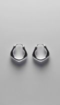 Fluid Form Silver Hoop Earrings