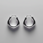Fluid Form Silver Hoop Earrings-11111111111111112