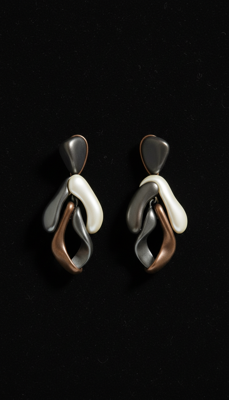 Organic Form Silver Drop Earrings