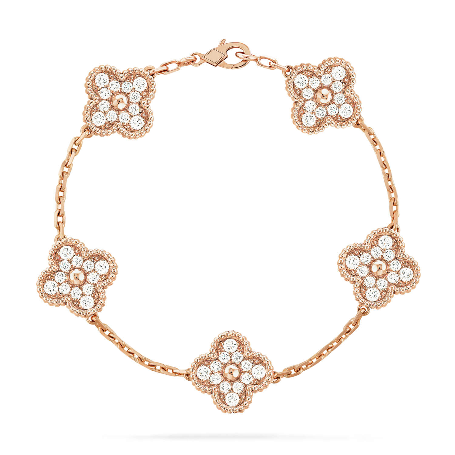 [Vicky]CLOVER 5 MOTIFS  FULL DIAMOND BRACELET