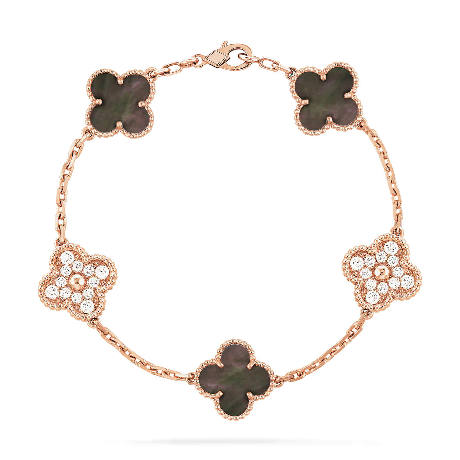 [Vicky]CLOVER 5 MOTIF GRAY MOP DIAMOND BRACELET