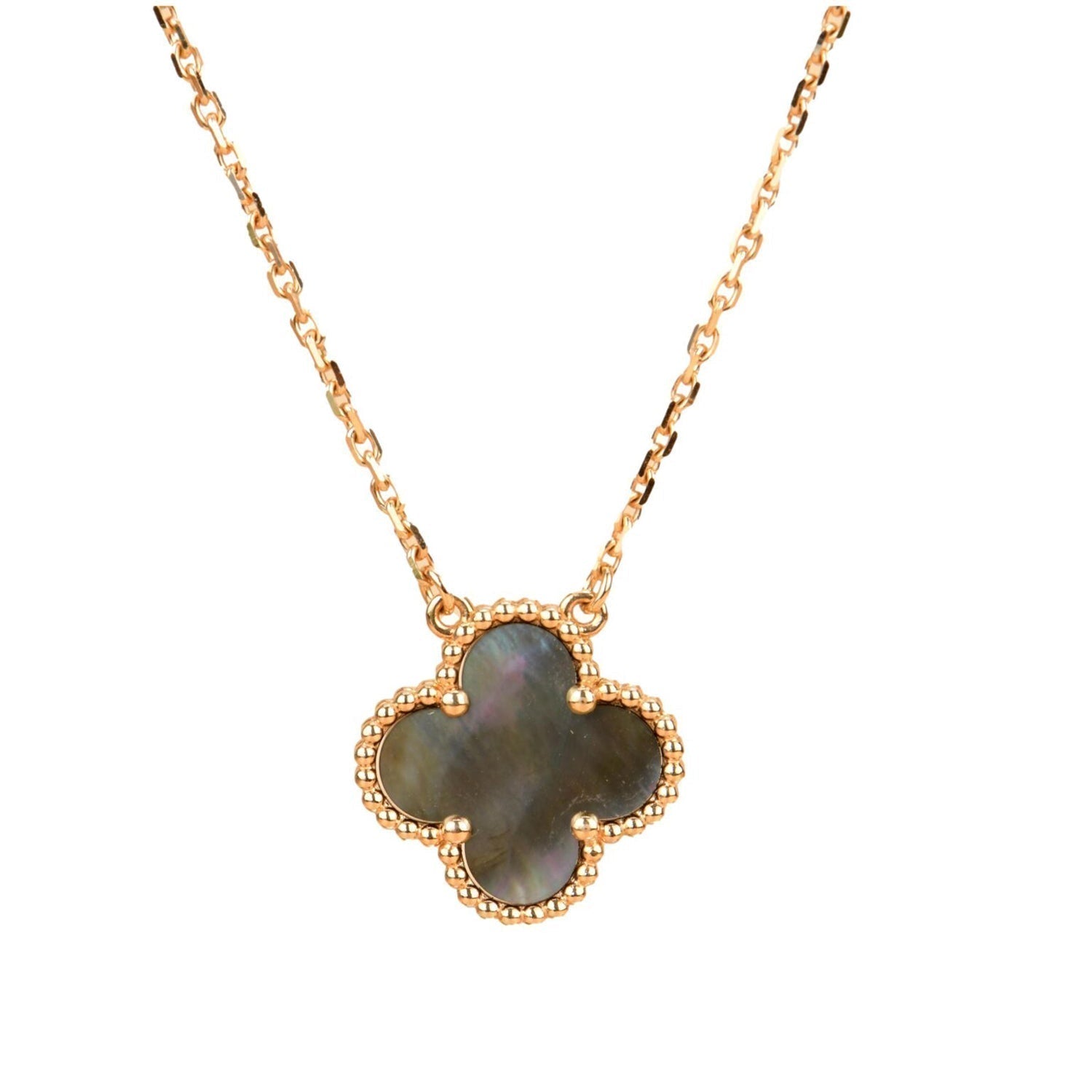 [Vicky]CLOVER 15MM  GRAY MOTHER OF PEARL NECKLACE