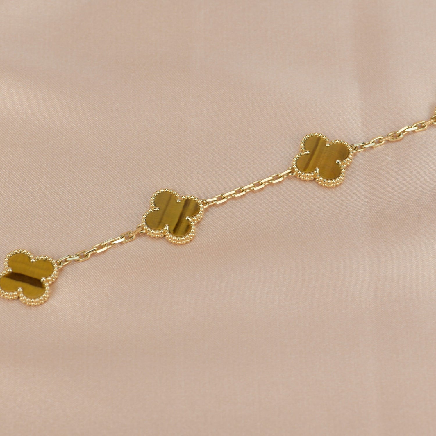 [Vicky]CLOVER  5 MOTIFS TIGER EYE BRACELET