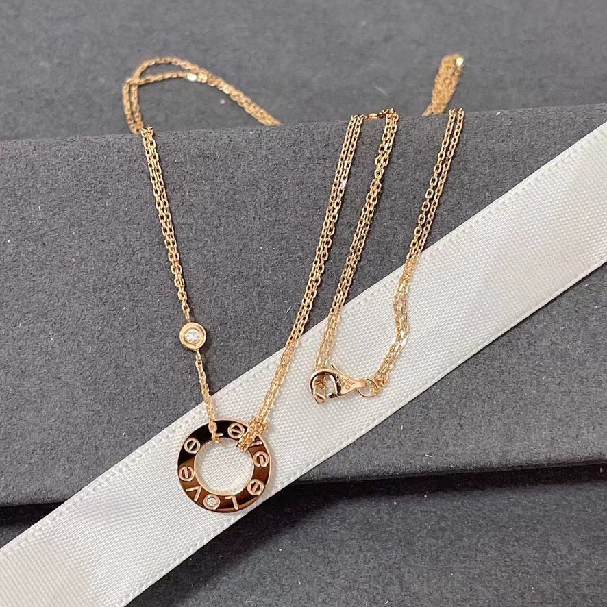 [Vicky]LOVE NECKLACE 16MM 2 DIAMONDS