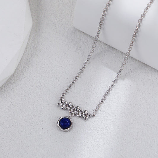 S925 Silver Lapis-Blue Drop Earrings & Pendant Necklace Set