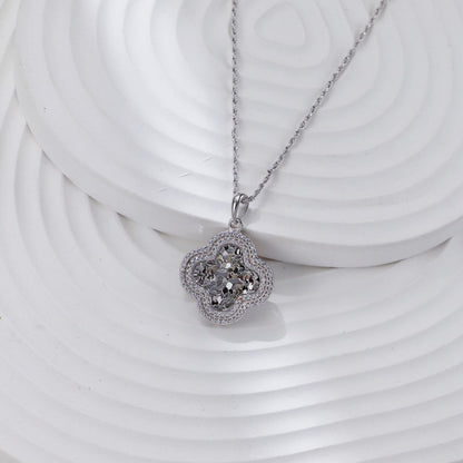 S925 Gold-Tone Pavé Clover Pendant Necklace