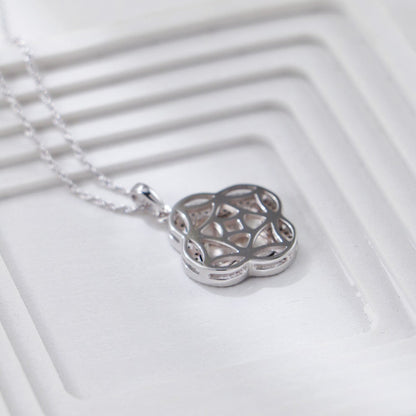 S925 Gold-Tone Pavé Clover Pendant Necklace