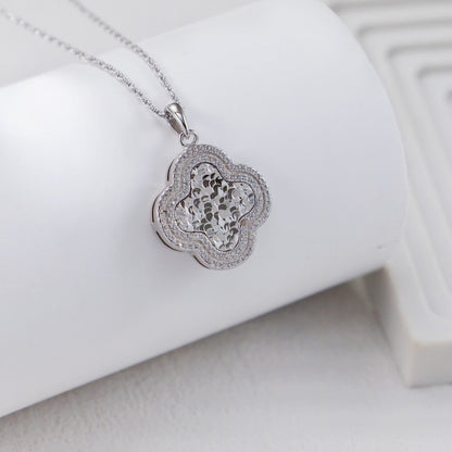 S925 Gold-Tone Pavé Clover Pendant Necklace