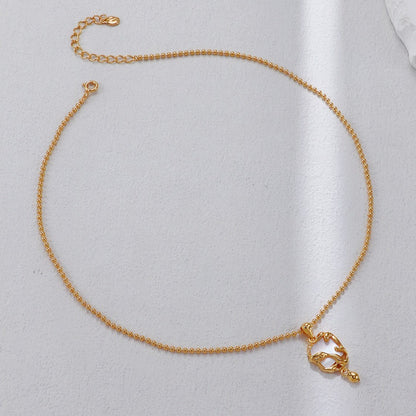 S925 Gold-Tone Swan Pendant Bead Chain Necklace
