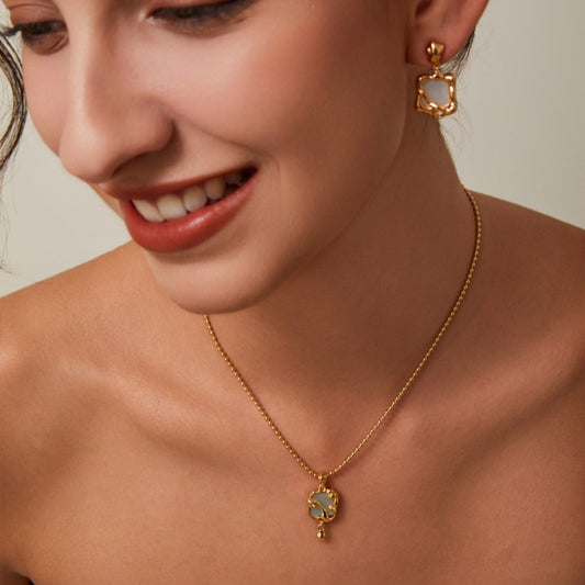 S925 Gold-Tone Swan Pendant Bead Chain Necklace