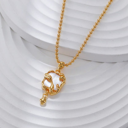 S925 Gold-Tone Swan Pendant Bead Chain Necklace