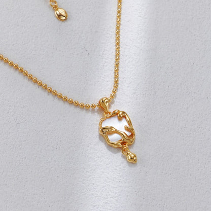 S925 Gold-Tone Swan Pendant Bead Chain Necklace