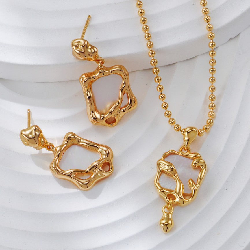 S925 Gold-Tone Swan Pendant Bead Chain Necklace